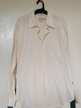 J. Crew Cream Long-Sleeve Dot-Print Dress Shirt